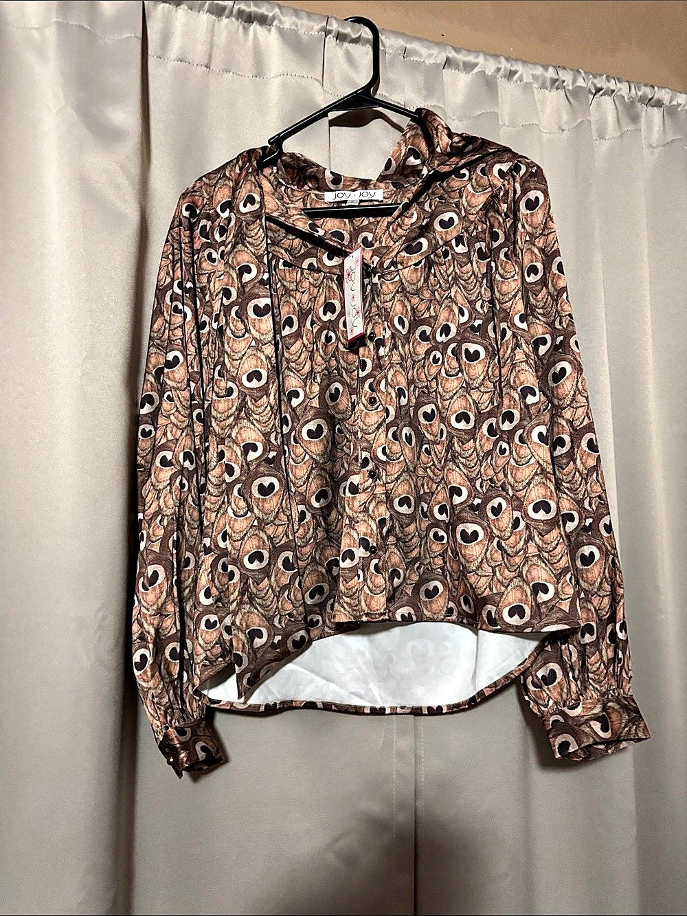 Joy joy  Plume Crop Blouse Brown & Pink Size Small